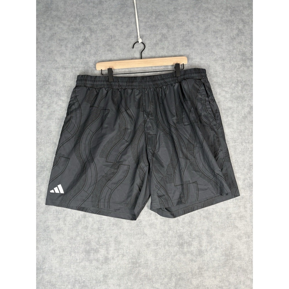 Adidas AEROREADY Athletic Shorts Men's 2XL Black All Over Print Drawstring EUC